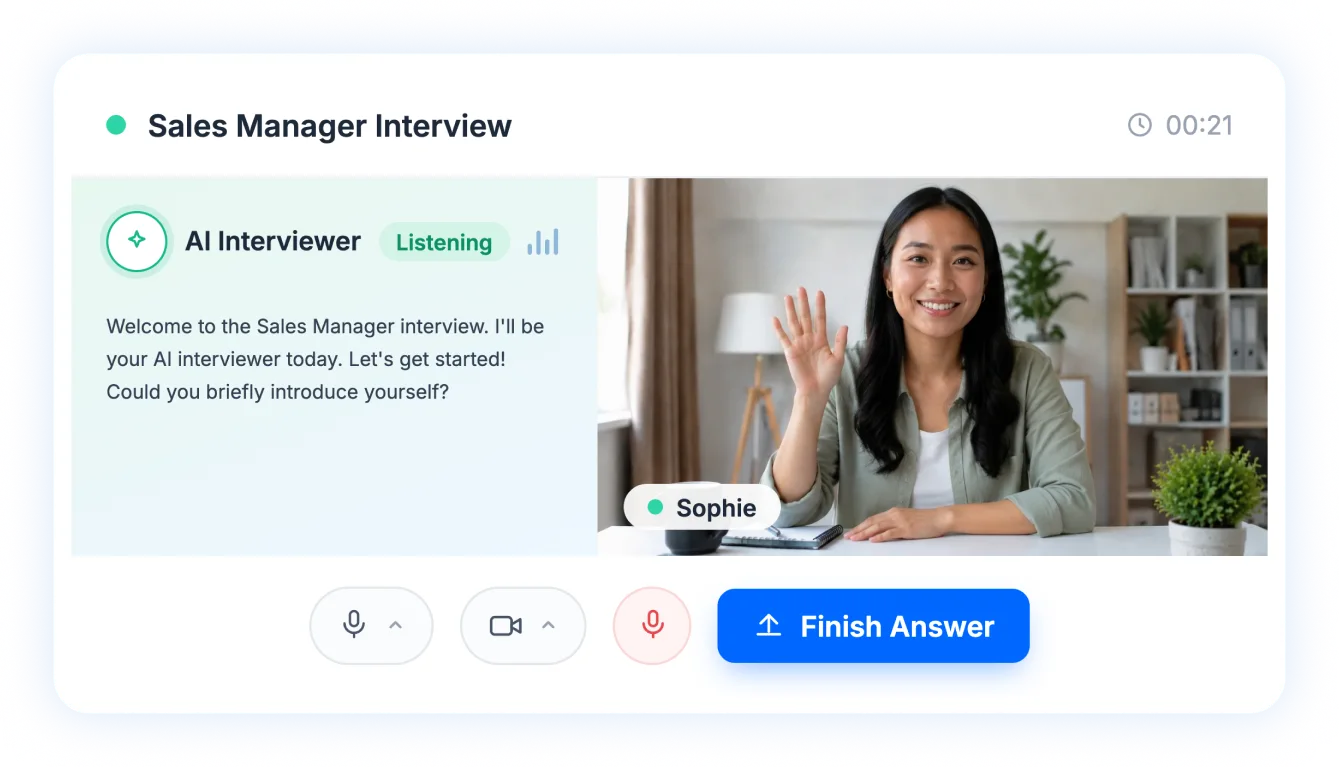 Moka ATS AI Interview for a sales manager role.