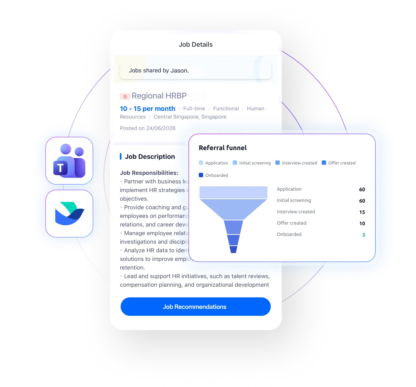 Mobile employee referral portal with referral-tracking dashboard