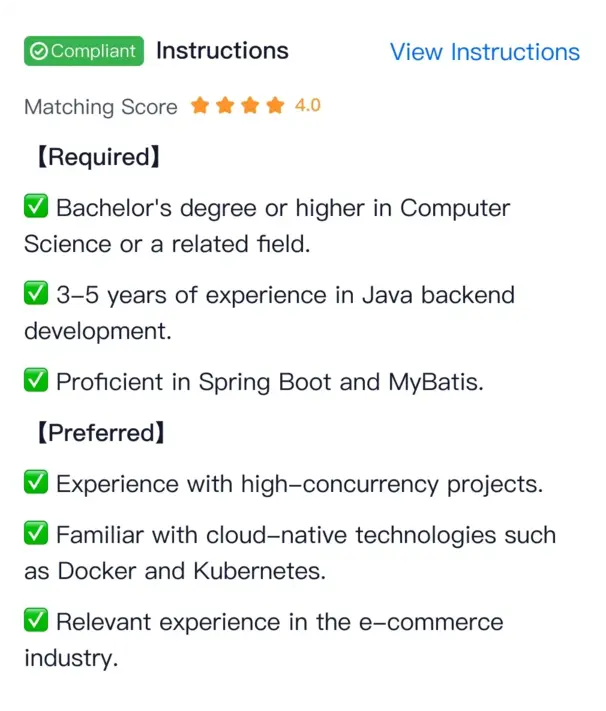  AI Resume Screening in MokaHR
